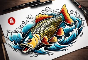 Japanese carp with Japan words tattoo idea