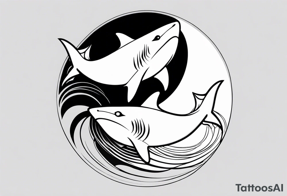 shark yin yang tattoo idea