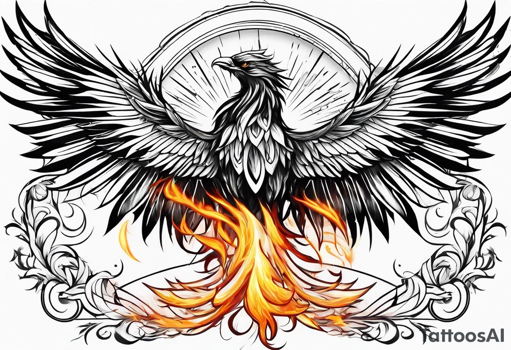 phoenix coming from flames tattoo idea