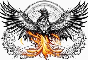 phoenix coming from flames tattoo idea