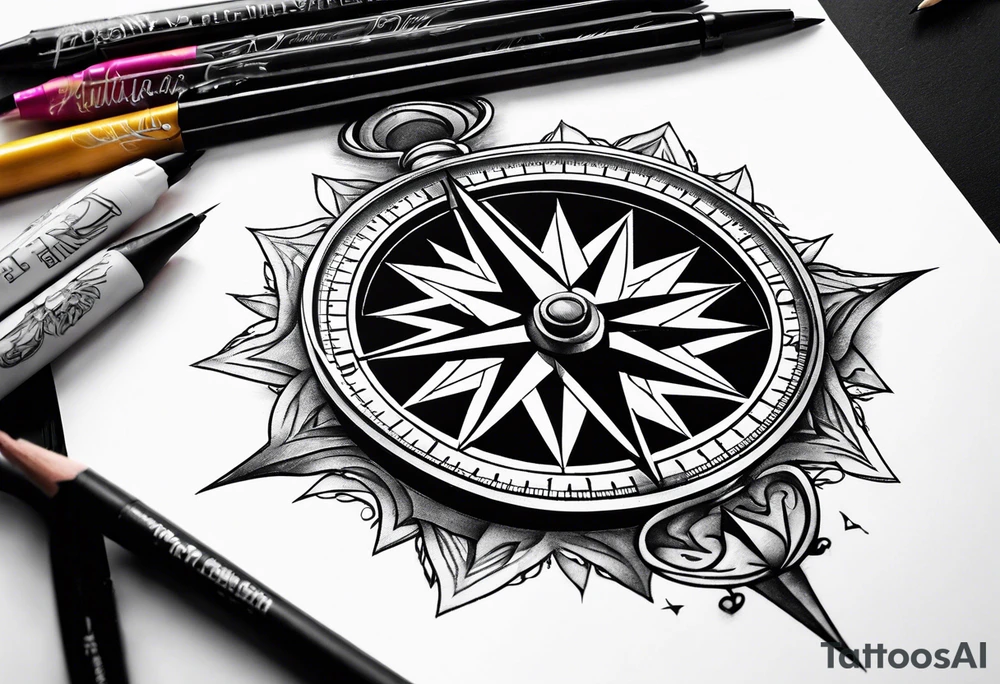 realistic compass tattoo idea