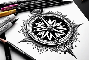 realistic compass tattoo idea
