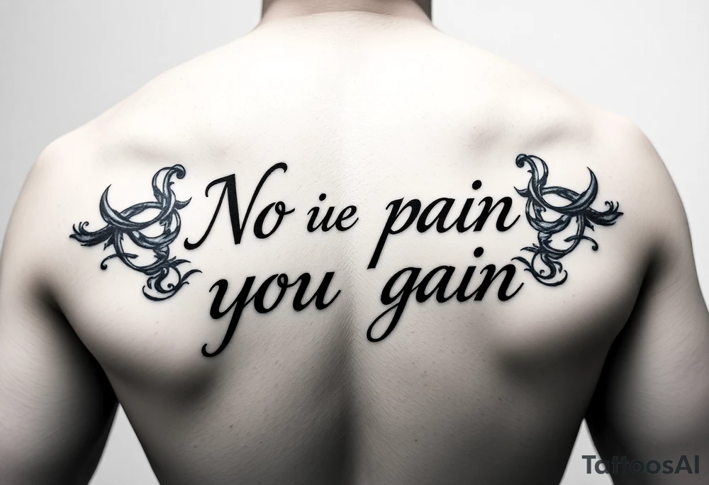 Create a tatto symbolising bjj with the quote no pain no gain tattoo idea