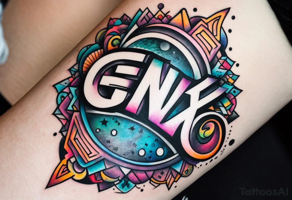 colorful forearm tattoo that says  GenX OG tattoo idea