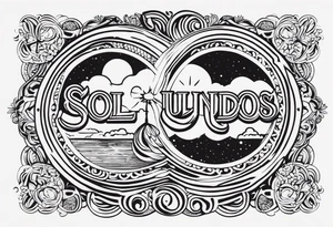 Sol e lua unidos, de forma delicada realista e mística tattoo idea