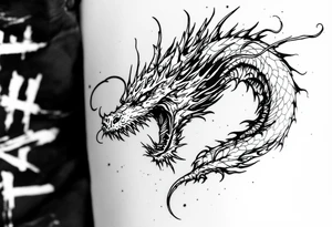 scary dragon hissing long tattoo idea