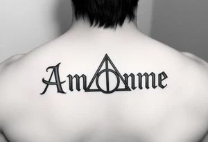 Amanda name with Harry Potter deathly hallows tattoo idea