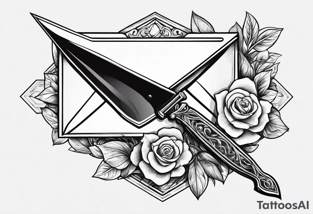 envelope with wax stamp with letter opener on top tattoo idea