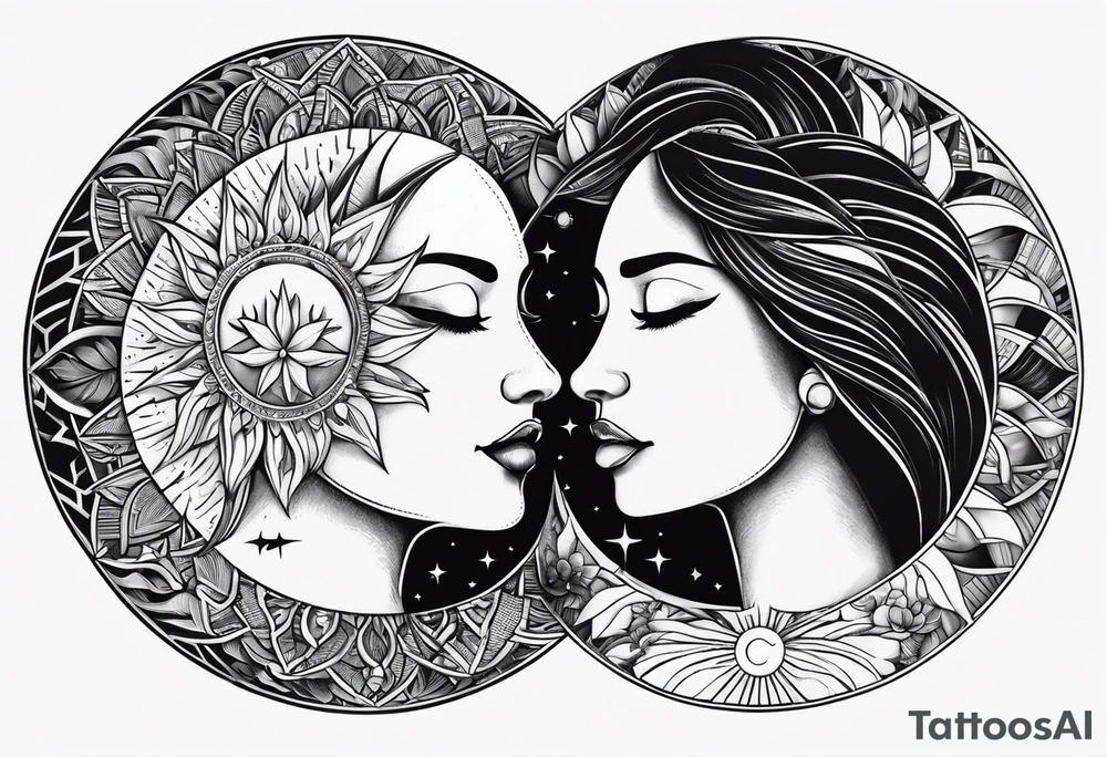 sun and the moon, the overlap
the sun has a woman face and the moon a man face tattoo idea