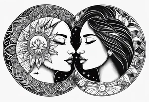 sun and the moon, the overlap
the sun has a woman face and the moon a man face tattoo idea