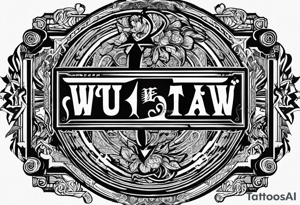 Wu-Tang label but instead of it, saying Wu-Tang  write, down by Law tattoo idea