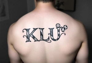 KLU initials combined into one logo with Disney theme tattoo idea