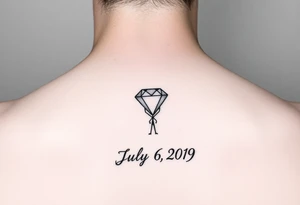 Ruby gemstone with a stick figure with the birthday July 6, 2019 to tattoo idea