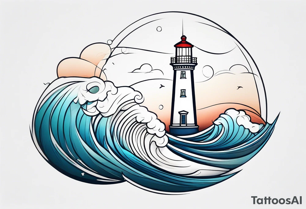 Lighthouse with waves very delicate tattoo idea