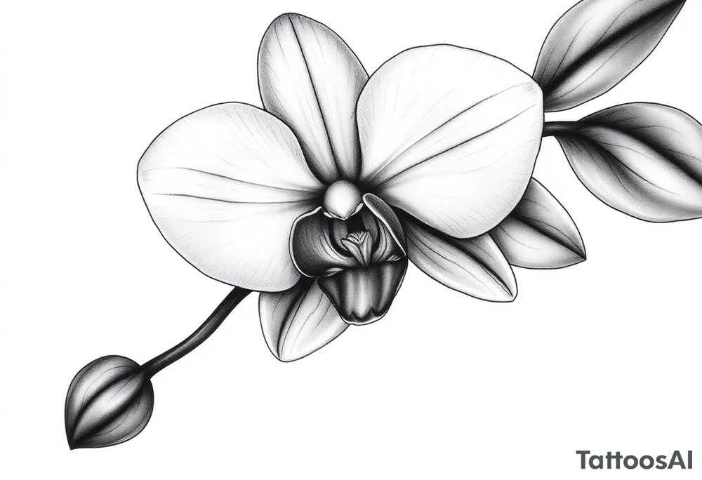 orchid with leavs tattoo idea