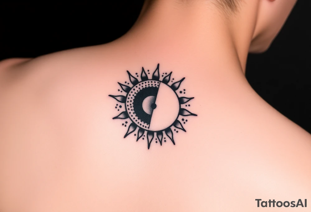 sun and moon together tattoo idea