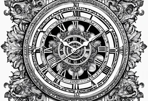Roman god, timeless clock, rosary tattoo idea