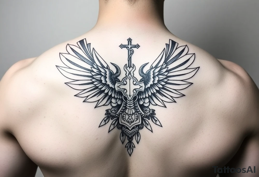 help me brainstorm some ideas and or concepts for a tattoo. I want to incorporate my Mexican culture, especially my Aztec roots, as well as my Christian faith. I want it to look like I’m wearing Aztec armor. chest piece tattoo idea