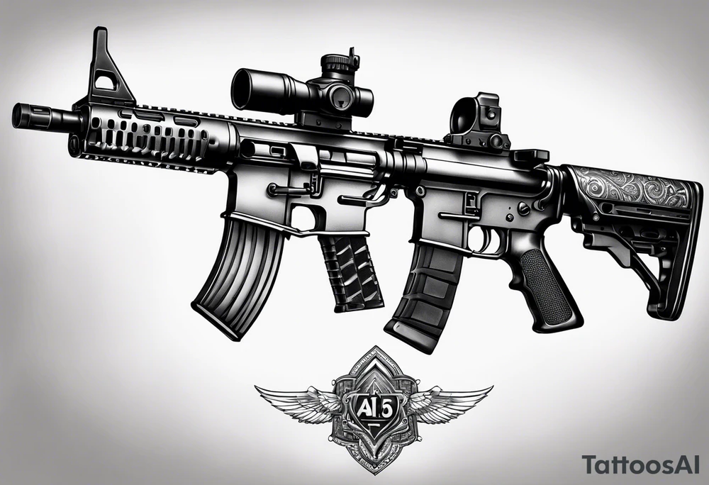 Ar-15 , квіти , гільзи приціл каліматорний tattoo idea