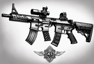 Ar-15 , квіти , гільзи приціл каліматорний tattoo idea