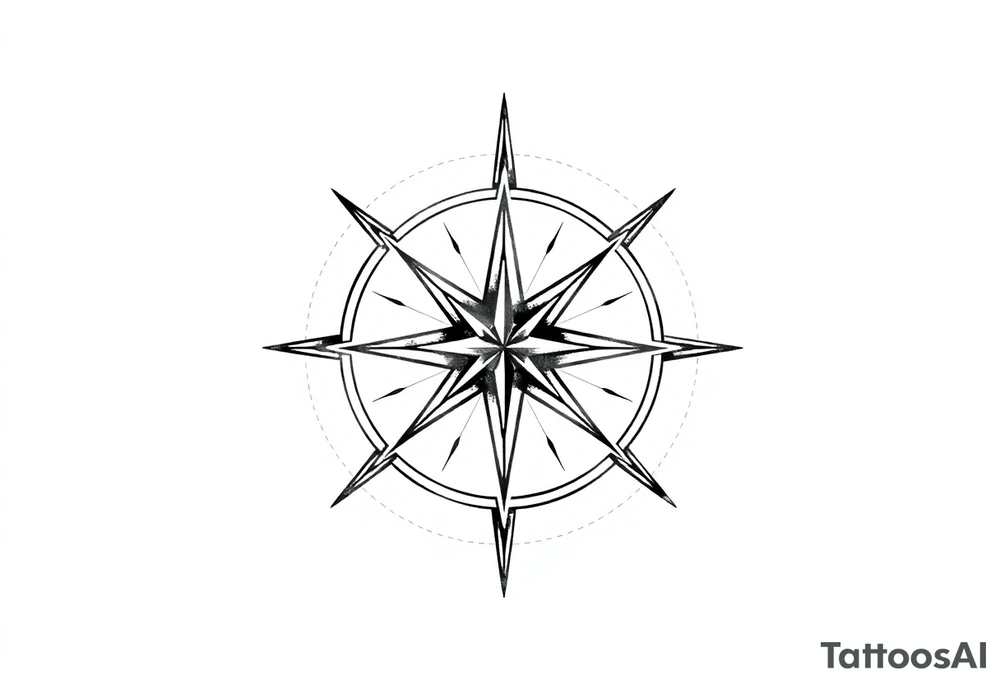 Simple Double layered compass rose tattoo idea