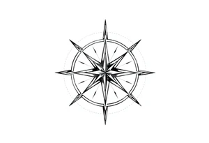 Simple Double layered compass rose tattoo idea