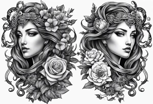 Persephone and medusa side by side tattoo idea