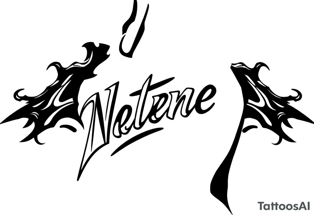 Name cover up behind the ear vertical tattoo idea