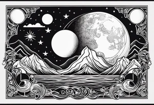 Moon water and sun earth tattoo idea