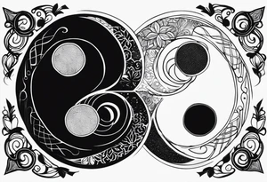 Lo Ying yang formato da carpe in uno sfondo che rappresenta luniverso tattoo idea