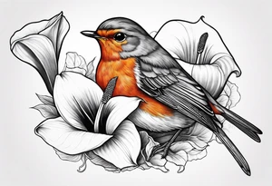 Robin with calla lily tattoo idea