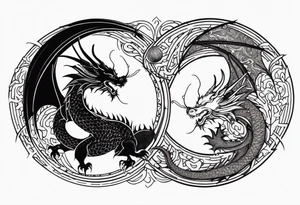 dragons in a yin and yang shape tattoo idea