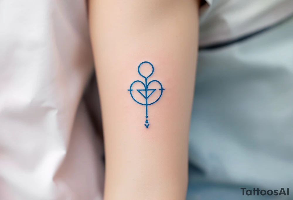 symbol for love rune ᚹ in icy blue tattoo idea