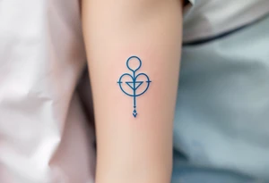 symbol for love rune ᚹ in icy blue tattoo idea
