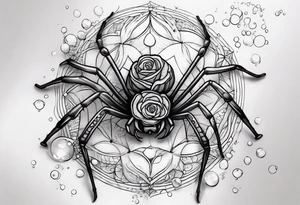 Skinny Spiders with long legs, rose with bubbles & tramp stars tattoo idea