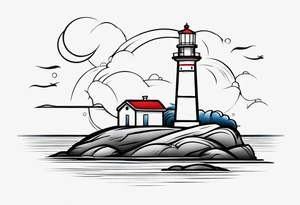 lighthouse draft style tattoo idea