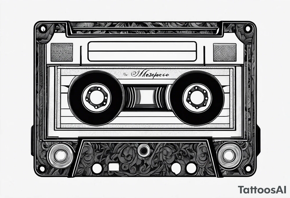 cassette tape with large label tattoo idea