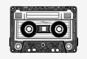 cassette tape with large label tattoo idea