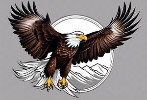 eagle gliding with sun in the back tattoo idea