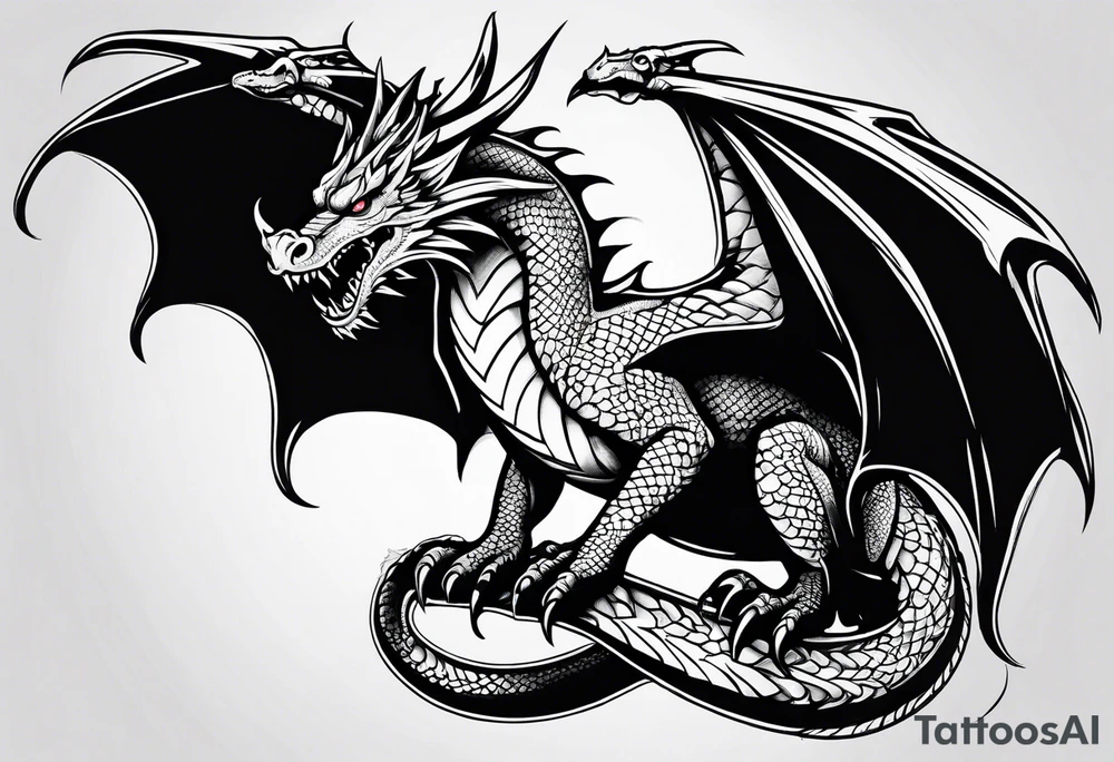 Medieval dragon climbing tattoo idea