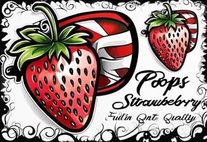Single strawberry with a banner that reads “Pops” tattoo idea