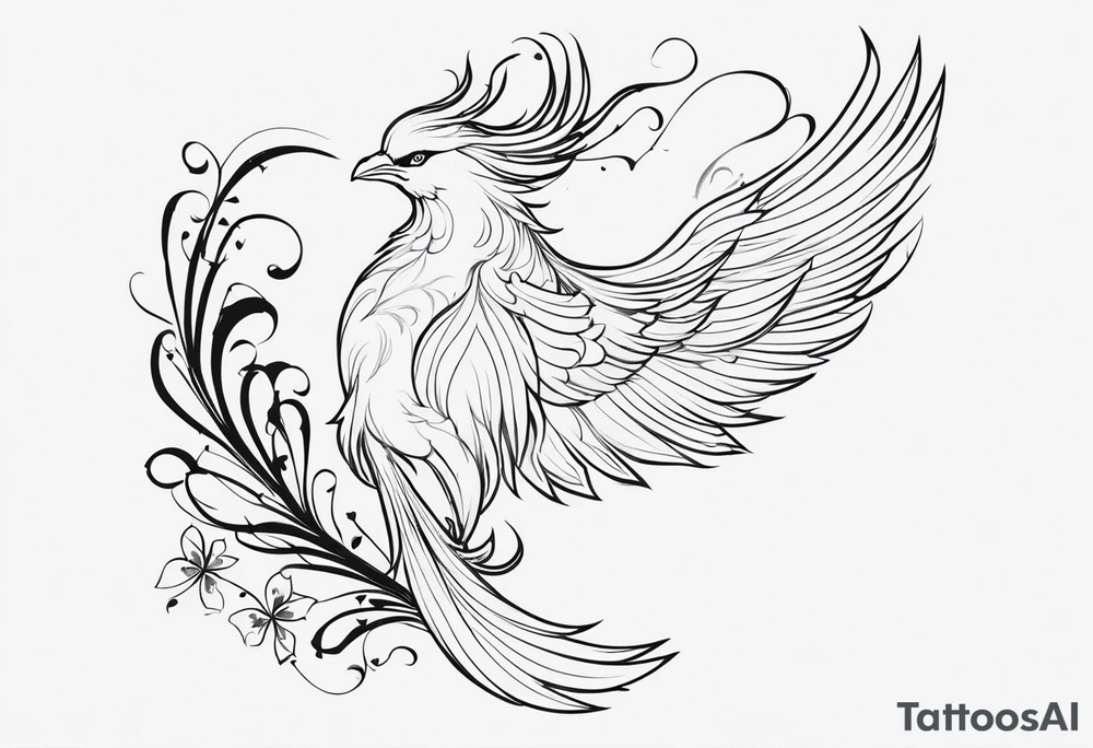 simple pheonix with a tail of shamrocks tattoo idea