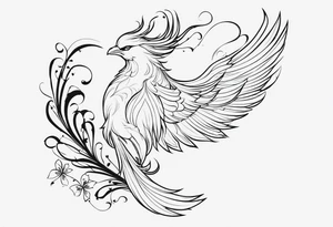 simple pheonix with a tail of shamrocks tattoo idea