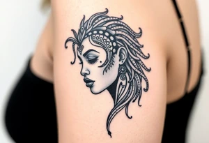 African goddess with tribal makeup tattoo idea