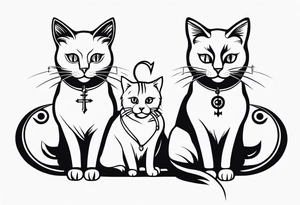 Matching cats with an anchor and a compass tattoo idea