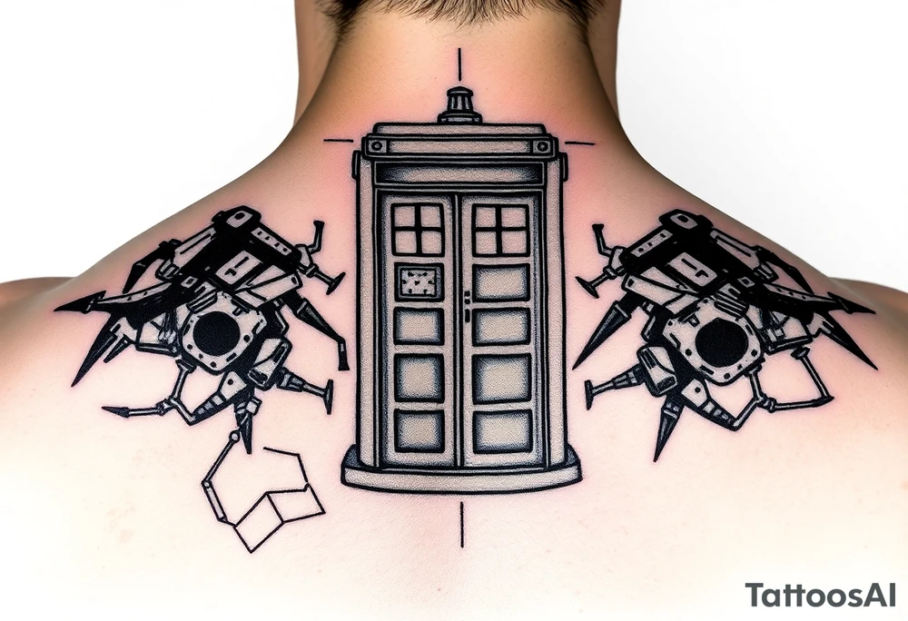 tardis futuristic colorful tattoo idea
