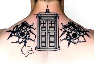 tardis futuristic colorful tattoo idea