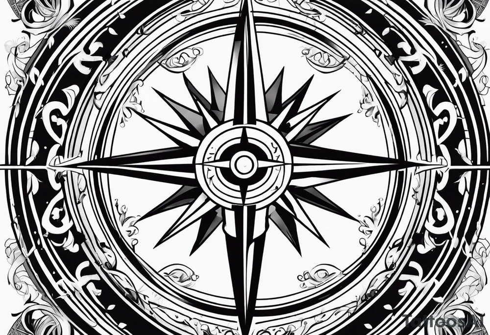 Nautical compass and tribal tattoo idea