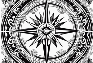 Nautical compass and tribal tattoo idea