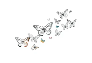 Butterflies of different sizes and colors tattoo idea